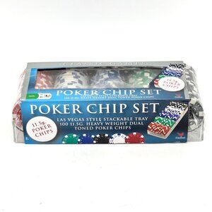 Poker Chip Set 11.5g Las Vegas Style Stackable Tray 100 Heavyweight Dual-Toned